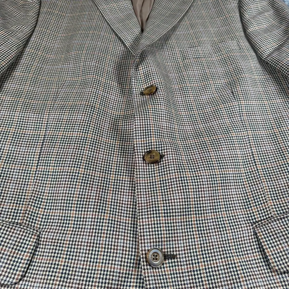 Vintage Corbin Men's 3 Button Blazer Size 42L 100% Wool - Brown Houndstooth